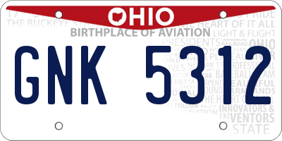 OH license plate GNK5312