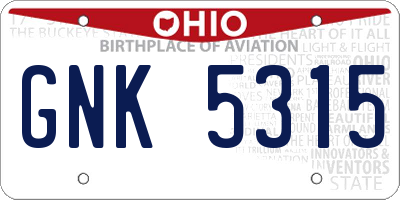 OH license plate GNK5315