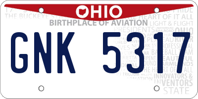 OH license plate GNK5317