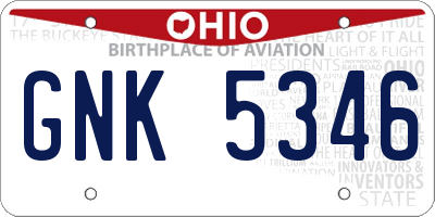 OH license plate GNK5346