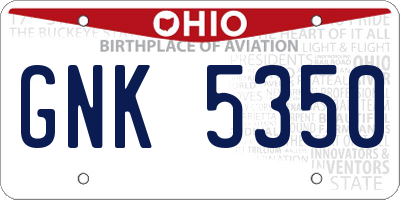 OH license plate GNK5350