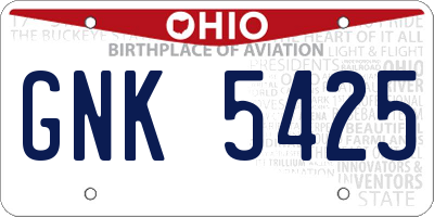 OH license plate GNK5425