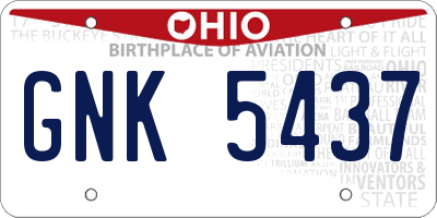 OH license plate GNK5437