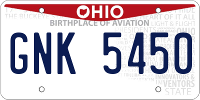 OH license plate GNK5450