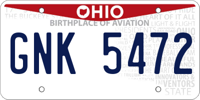 OH license plate GNK5472