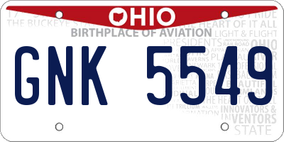 OH license plate GNK5549