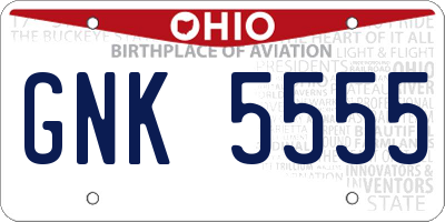 OH license plate GNK5555