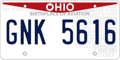 OH license plate GNK5616