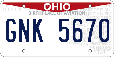 OH license plate GNK5670