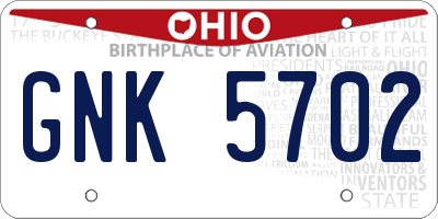 OH license plate GNK5702