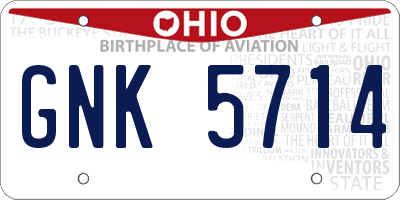 OH license plate GNK5714