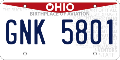 OH license plate GNK5801