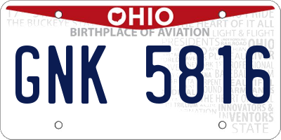 OH license plate GNK5816