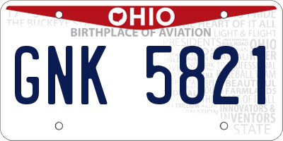 OH license plate GNK5821