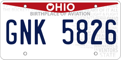 OH license plate GNK5826