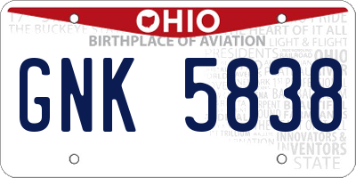 OH license plate GNK5838