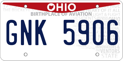 OH license plate GNK5906