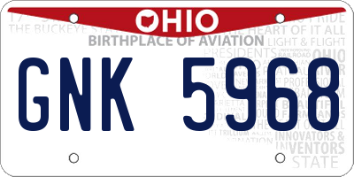 OH license plate GNK5968