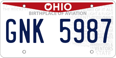 OH license plate GNK5987