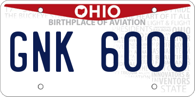 OH license plate GNK6000