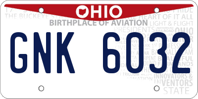 OH license plate GNK6032