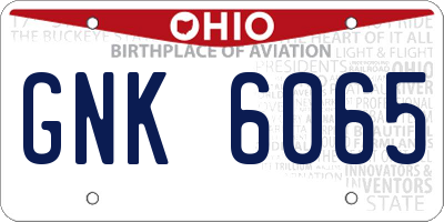 OH license plate GNK6065