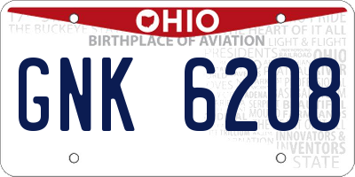 OH license plate GNK6208