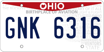 OH license plate GNK6316