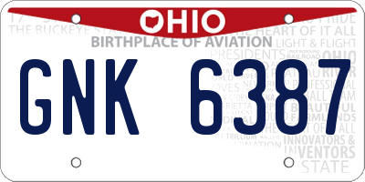 OH license plate GNK6387