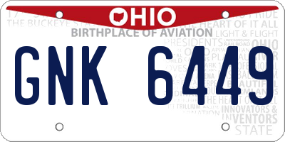 OH license plate GNK6449