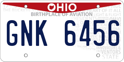 OH license plate GNK6456