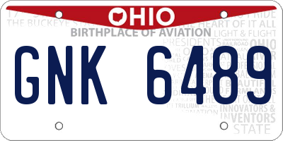 OH license plate GNK6489