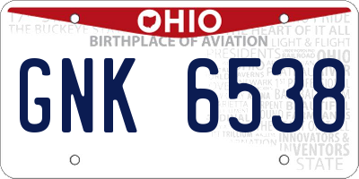 OH license plate GNK6538