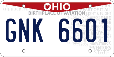 OH license plate GNK6601