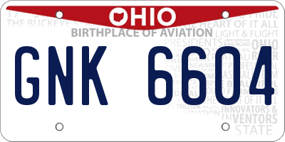 OH license plate GNK6604