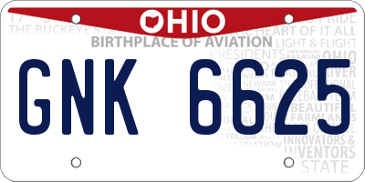 OH license plate GNK6625
