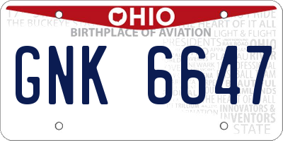 OH license plate GNK6647
