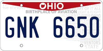 OH license plate GNK6650