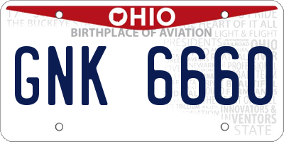 OH license plate GNK6660