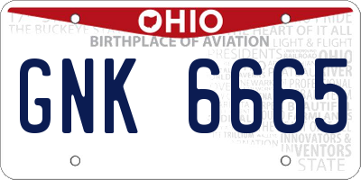 OH license plate GNK6665