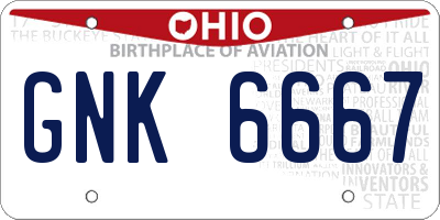 OH license plate GNK6667