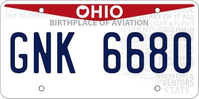 OH license plate GNK6680