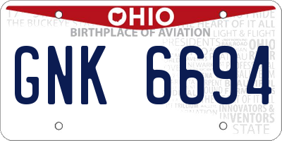 OH license plate GNK6694