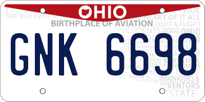 OH license plate GNK6698