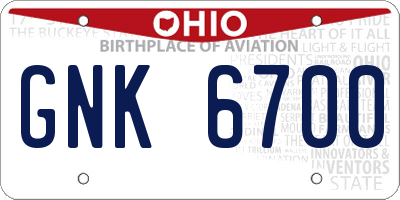 OH license plate GNK6700