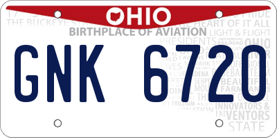 OH license plate GNK6720
