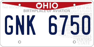 OH license plate GNK6750
