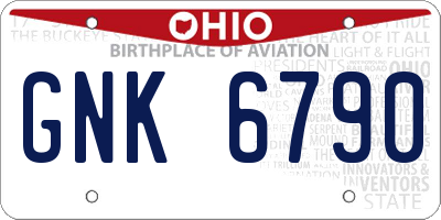 OH license plate GNK6790