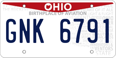 OH license plate GNK6791