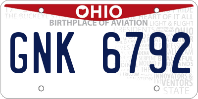 OH license plate GNK6792